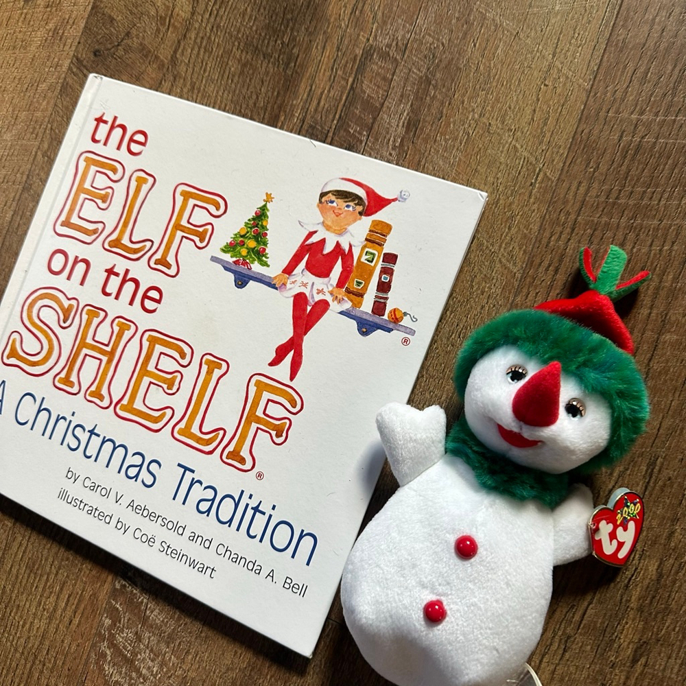Classic Christmas Set Elf on the Shelf and Ty Snowgirl Beanie Baby